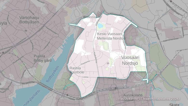 Karttakuva Vuosaaren työmaa-alueesta.
