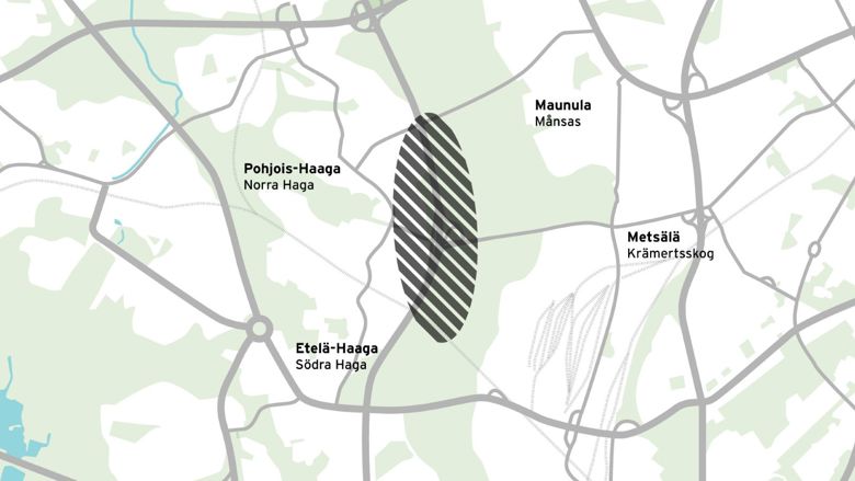 Karttakuva Nuijamiestentie-Metsäläntien työmaa-alueesta.