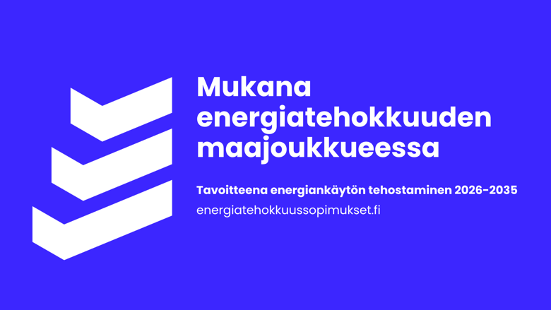 Tekstiä kuvassa: Mukana energiatehokkuuden maajoukkueessa