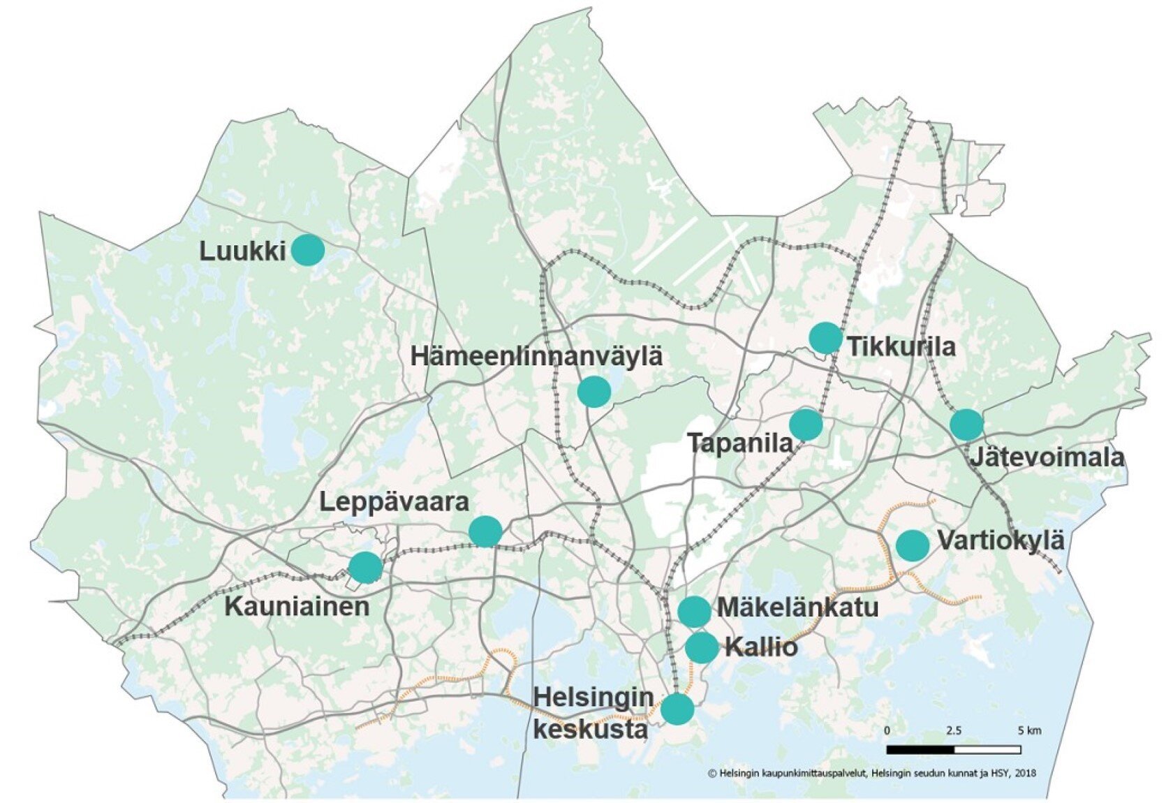 Ilmanlaadun mittausasemat pääkaupunkiseudulla - HSY