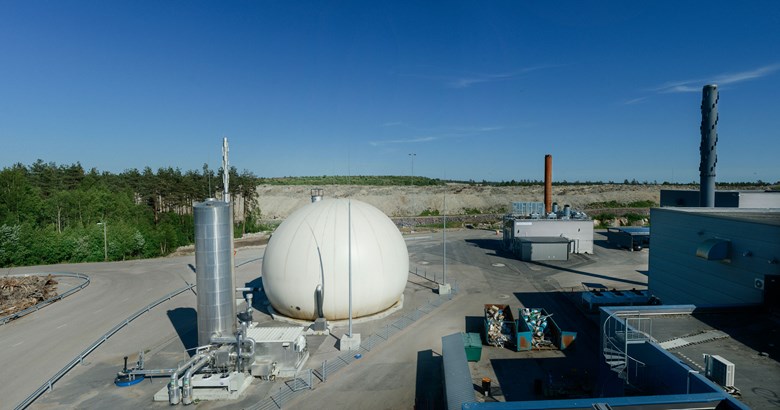 HSY:n biokaasulaitos Ämmässuon jätteenkäsittelykeskus Ekomossa vuonna 2018.