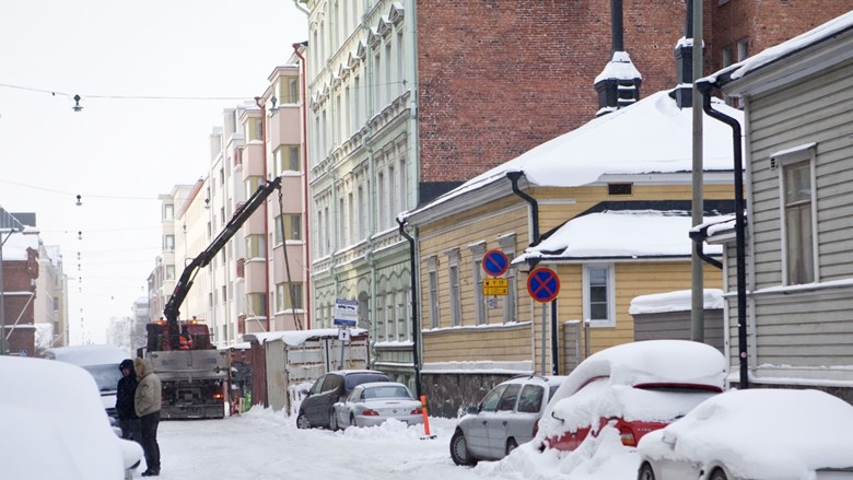 Wintery street in Helsinki